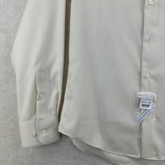 Pronto Uomo Mens Slim Fit Non Iron Cotton Dress Shirt Size 14 Cream - Picture 3 of 5